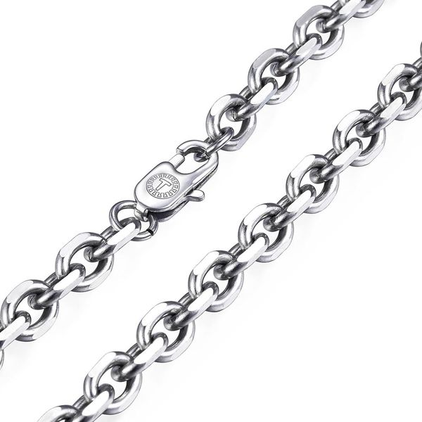 

davieslee stainless steel polished necklace for men rolo chain link silver tone mens necklace 3/4/6/8mm never fade lknm162