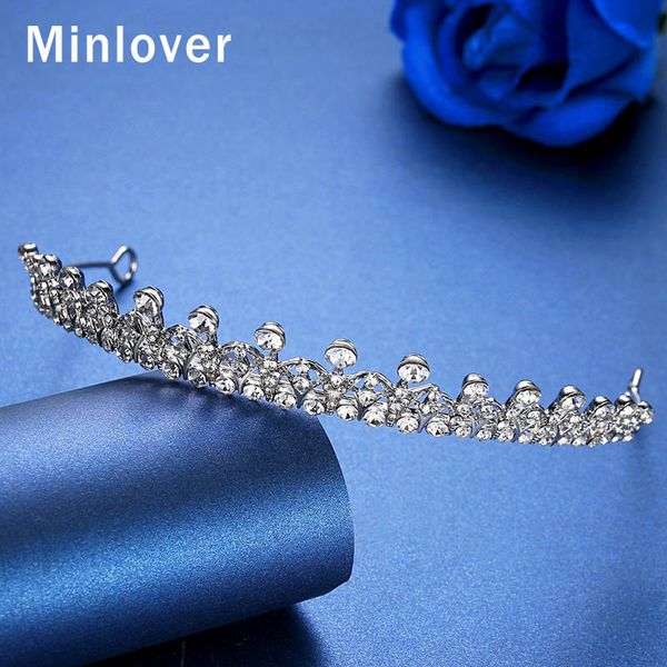 

minlover rhinestone bridal tiaras crowns for women gorgeous silver color headband wedding hair accessories hair ornaments mhg168, Golden;white