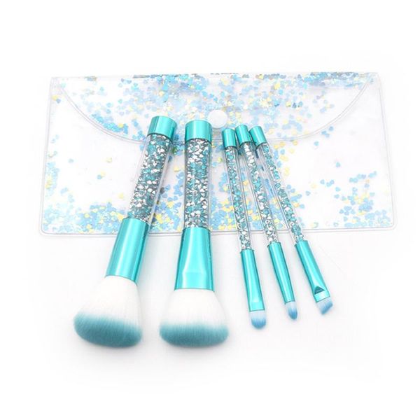 

5 pcs makeup brushes set clear crystal diamond material handle eyeshadow foundation blush make up brush set pincel maquiagem z1