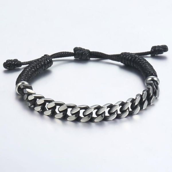 

womens men's leather bracelets stainless steel curb cuban link chain bracelet for men woman jewelry gifts dropshipping dlb69, Black