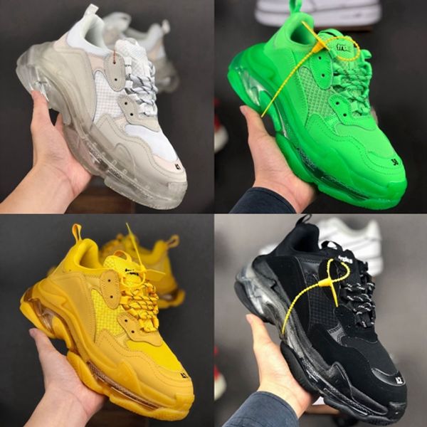

new luxury crystal bottom casual shoes clear sole triple s sneaker designer old dad sneakers boots mens women running shoes sport chaussures