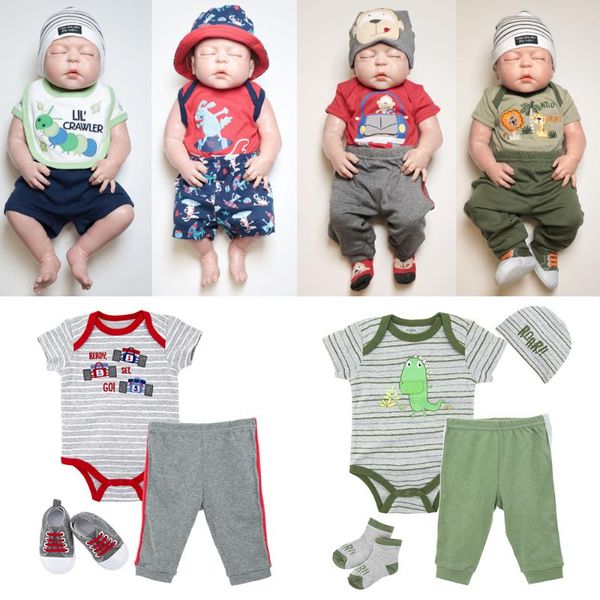

short sleeve summer baby boy clothes set embroidery cotton cartoon infant boy clothing set toddler boys bodysuit sets 3pcs suit, White