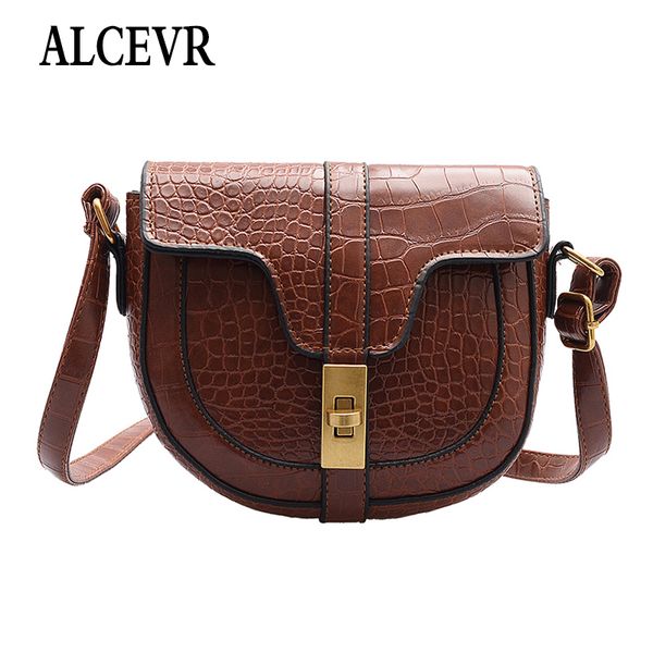 

alcevr alligator crocodile pattern fashion women shoulder bags hasp crossbody bags solid color pu leather shopping purse flap