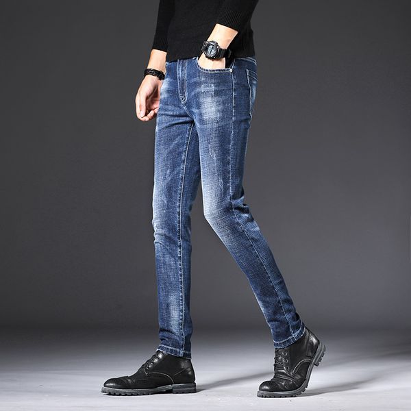 

pants hombre jeans men's clothes 2020 youth street dress dress fashion casual slim fit designer classic trousers skinny, Blue