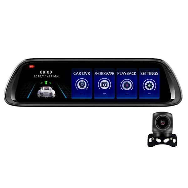 

full screen display car recorder 10 inch rearview mirror 1080p dual lens reversing image starlight dash cam car dvr