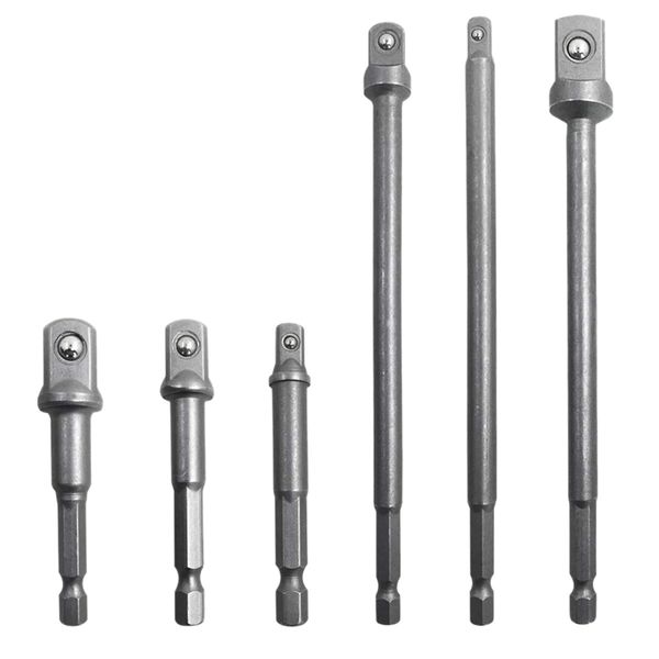 

6 pcs hex shank socket adapter drill bit/extension set, 1/4-inch, 3/8-inch, and 1/2-inch driver power drill impact driver - 3 in