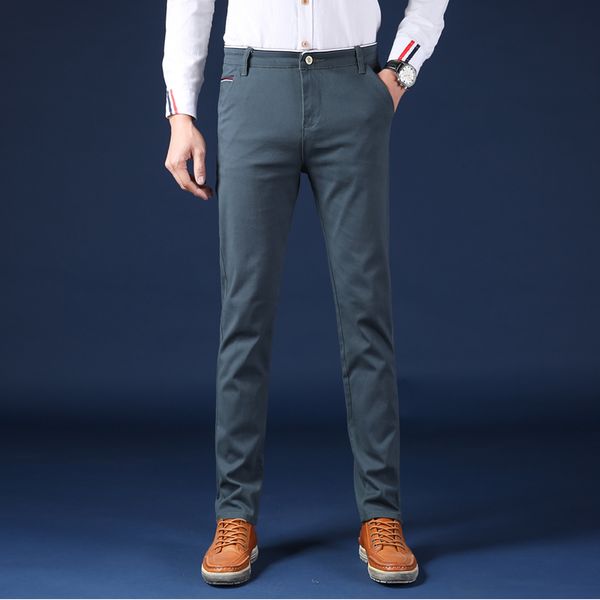 

business casual pants men straight trousers male cotton work pant men's black blue khaki beige pants plus size 28-38