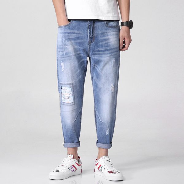 

manufacturers direct selling men capri pants japanese-style cool loose harem pants fashion 9 jeans fashion y829, Blue