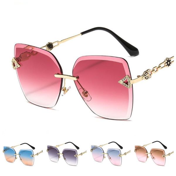 

fashion women personality sunglasses rimless gradient color sun glasse goggles anti-uv spectacles fox head eyeglasses ornamental a, White;black