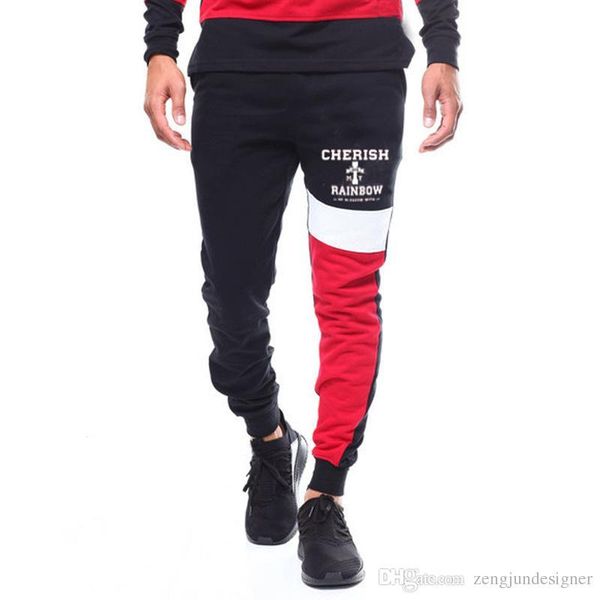 

pants pocket sport style plus size homme clothing fashion floral print casual apparel mens casual designer, Black