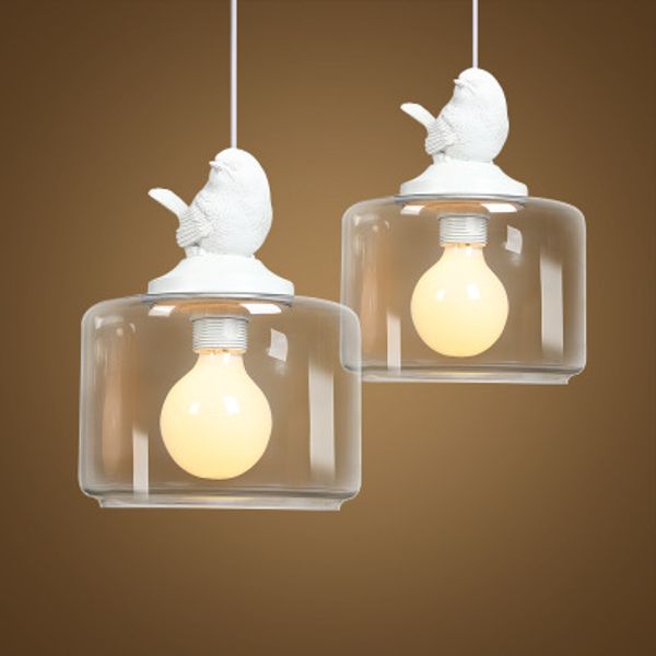 

Creative American glass chandelier one head bird led hanging lamp dinner room Restaurants, shops Modern Creative Cafe