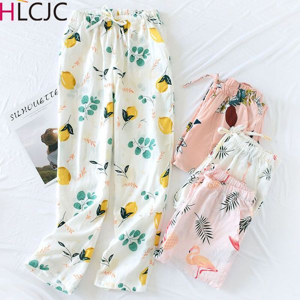 

soft comfort women full-length cotton gauze sleep pants lounge at home pants women spring summer cotton pajamas sleep bottoms, Black;red