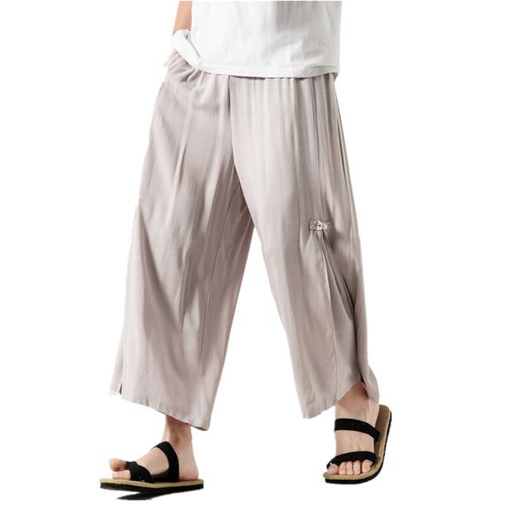 

men's pants harem hip hop loose wide pant big drop crotch joggers dance trousers male casual loose cotton linen bloomers pants, Black
