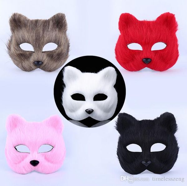 Halloween homem máscaras partido do disfarce animais e metade da face da mulher máscara peluda sexy fox mascarar DH12