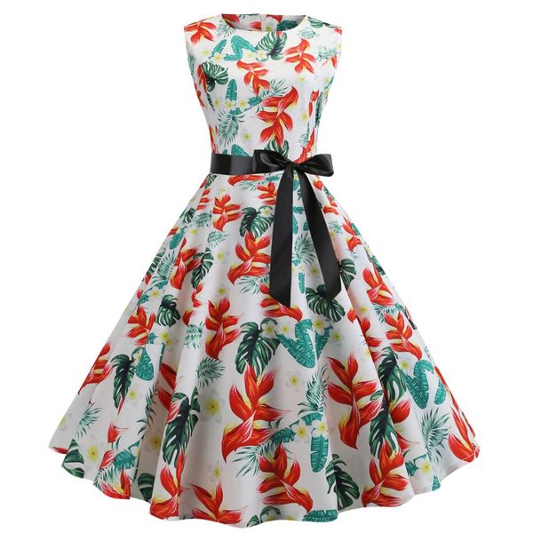 

summer womens dresses 2019 casual floral retro vintage 50s 60s robe rockabilly swing pinup vestidos valentines day party dress, Black;gray