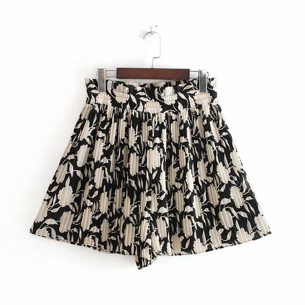 

cc45-9199 european and american fashionable pleated shorts, White;black