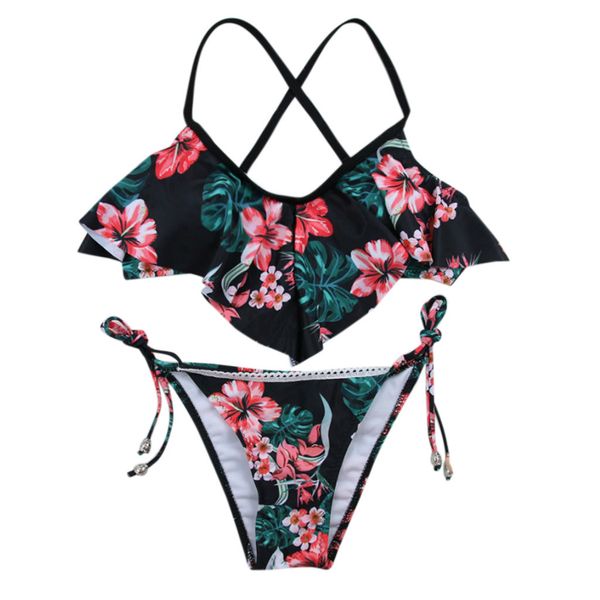 

telotuny women bandage bikini summer set push-up brazilian print swimwear swimsuit women two piece beach wear swimsuits angelika, White