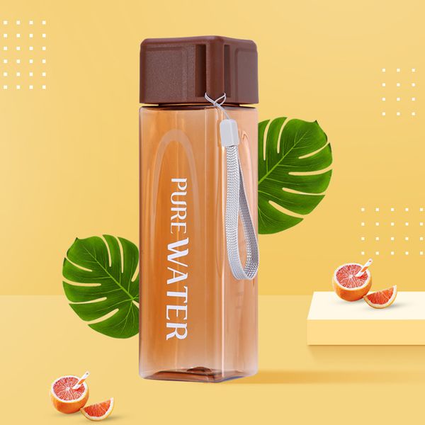 

dhl ship 500 ml outdoor portable water bottle square plastic milk storage sports drinking clear cup travel bottle for home office fy4134