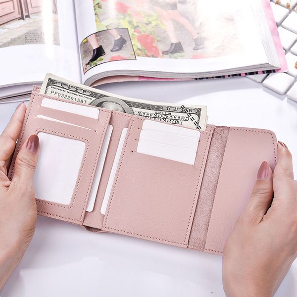 

simple fashion women coin purse pu leather candy color ring hasp card holder ladies girls casual short wallets msj99, Red;black