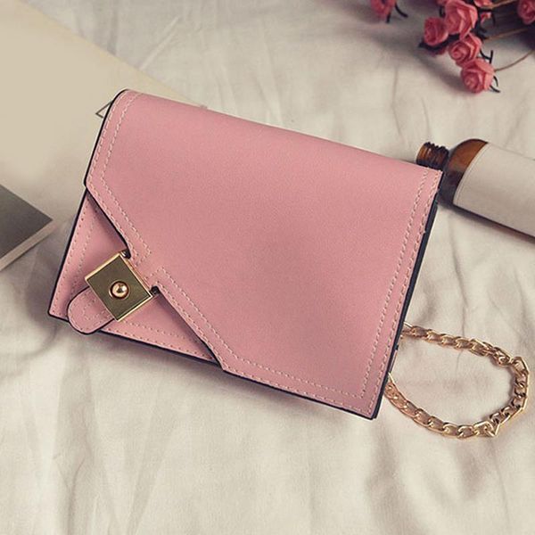 

retro fashion girls' mini shoulder bag women messenger bags gold color chain pu leather flat crossbody bag with 5 colors