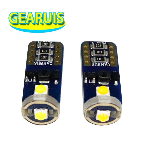 

100pcs t10 w5w canbus 3 smd 3030 led 2w no error 501 car lights auto marker lamp wedge tail side bulb 6000k white yellow red