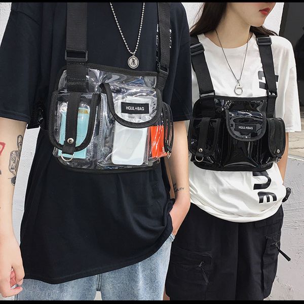 

2020 new men chest rig bag hip hop streetwear chest pack women functional waist packs pvc pockets waistcoat waist bag zy868