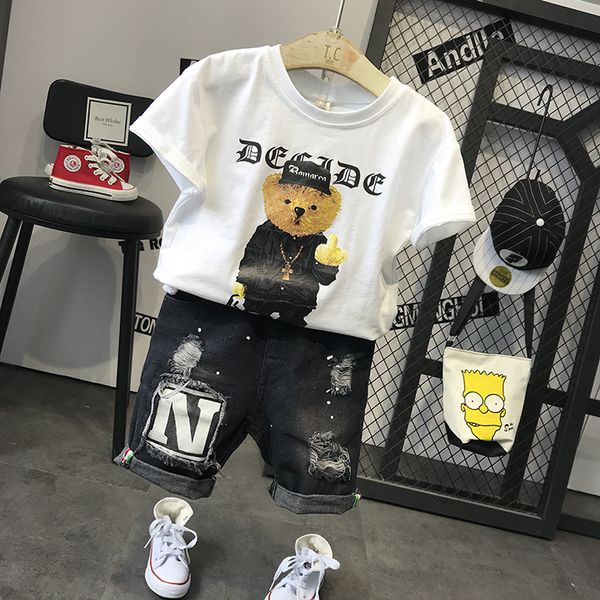 

children cartoon t shirt 2018 new baby boys clothes kids summer children bear printed cotton tees boys short sleeve t shirt t200629, Blue