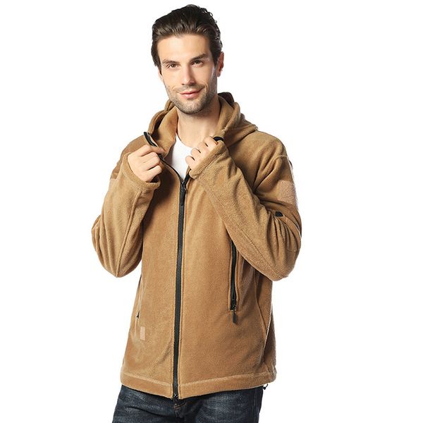 

men's autumn thicken hooded jackets coat 2019 casual solid color outdoor cold warm fleece coat men jaqueta masculino, Black