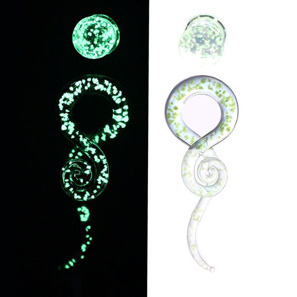 

modrsa 2pcs/lot glass spiral taper ear gauges glow in dark ear plugs and tunnels piercing expander stretcher body jewelry, Slivery;golden