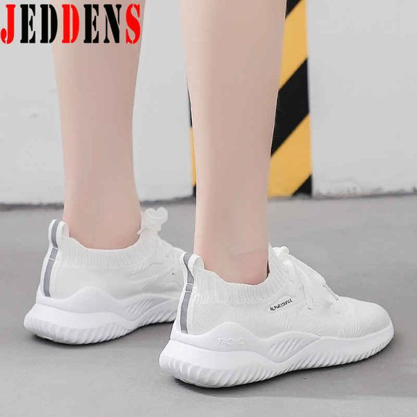 

thick bottom sports sneakers lace up sport shoes woman sock running shoes for women summer mesh breathable flat trainers new q38