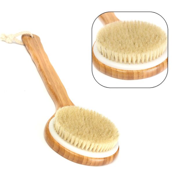

bristle long handle wooden bath shower body-back brush spa scrubber exfoliating bathroom products natural boar's hair bristles