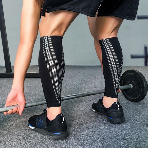 

1 piece sports calf support cycling compression shin wrap guard running leg sleeve football leggings calf sleeves, Black