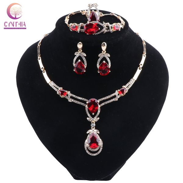 

gorgeous crystal bridal jewelry sets wedding necklace bracelet earrings set for brides party accessories decoration gift women, Silver