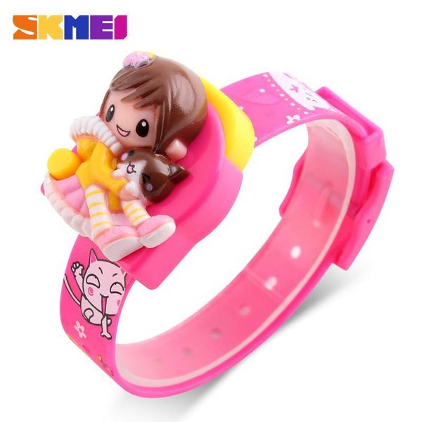 

skmei new fashion children cartoon watches creative students watch girls kids digital lovely wristwatches relojes 1240, Slivery;brown