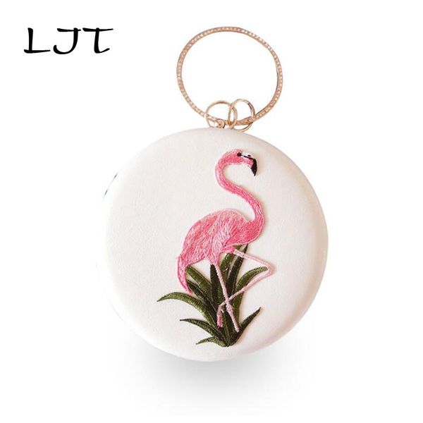 

ljt 2019 spring embroidery hand holding dinner round bag lady fashion shoulder crossbody chain bag diamond-encrusted banquet