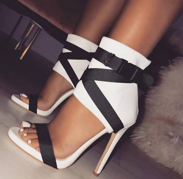 

shoes women sandals red black women hollow open toe stitching color party weding heels designer sandals