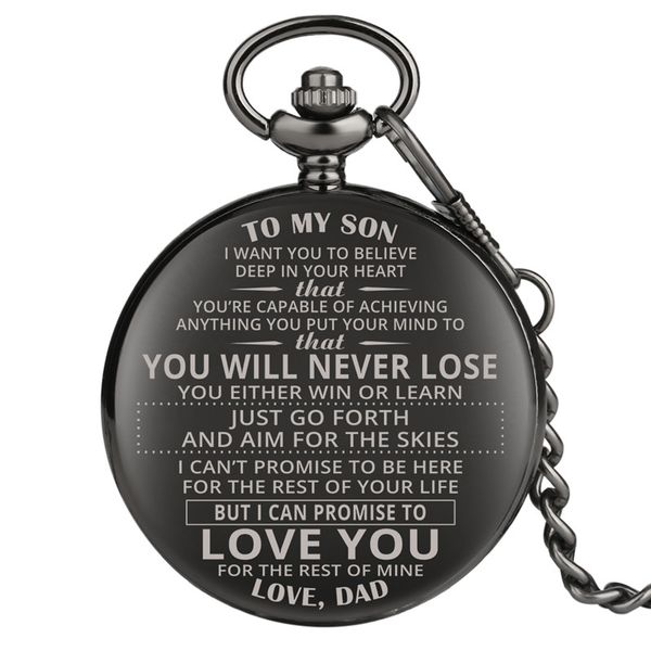 

creative personalized design pocket watch to my son dad husband men's quartz analog watches pendant chain xmas gift reloj de bolsillo, Slivery;golden