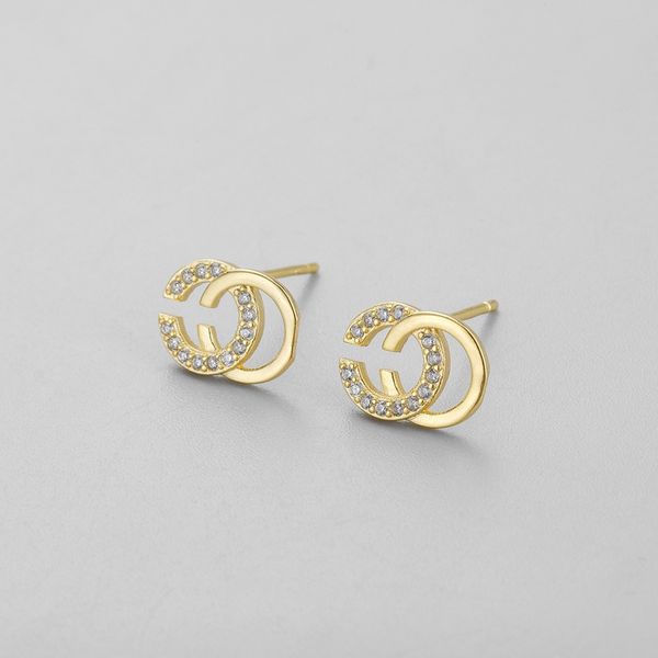 

stud 2021 new brand designer double letters earrings ear studs gold tone earring for women men wedding party jewelry gift t2302033, Golden;silver