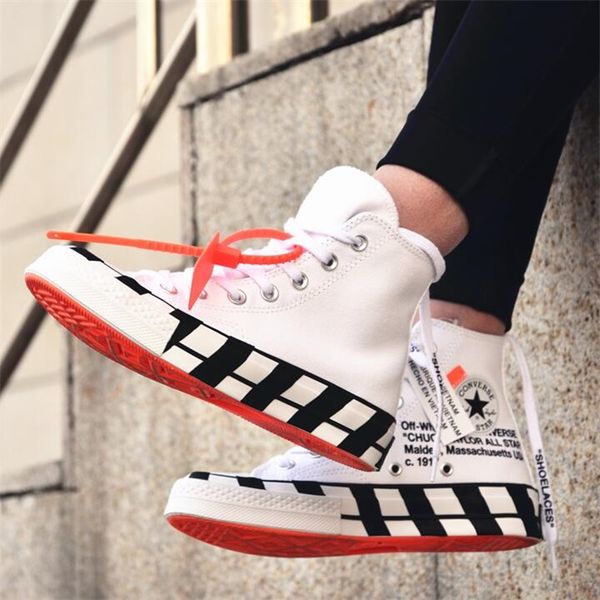 

off whÃ¬te x cÃ²nvÃ¨rse 1970s chÃ¹ck stripe design sneakers for men women fashion canvas shoes sport running shoes plimso, Black