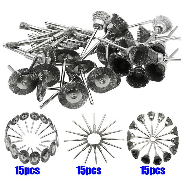 

45pcs mini rotary stainless steel wire wheel wire brush small wire brushes set accessories for dremel mini drill rotary tools