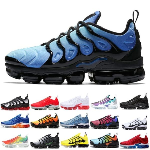 

2019 new tn plus running shoes men women game royal rainbow bleached aqua triple white black fades blue volt trainer designer sneakers