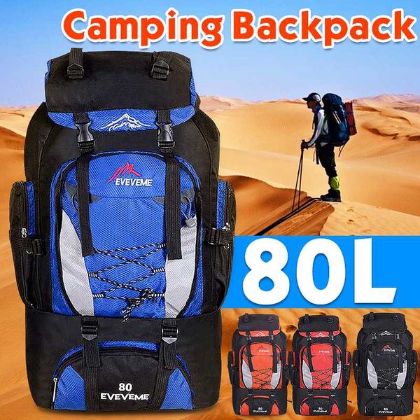 

large waterproof travel backpack hiking camping rucksack trekking luggage bag sport travel 80l outdoor men's bag