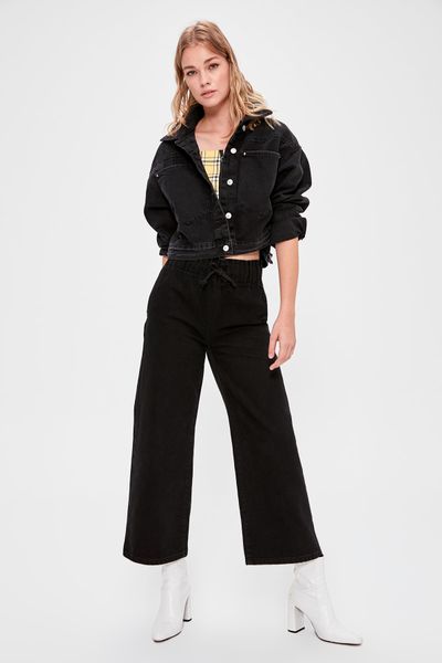 

trendyol blue high waist culotte jeans twoaw20je0178