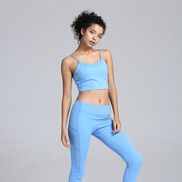 

gym clothing spaghetti strap vest style sports bra running -resistant fitness underwear non-steel ring /30, White;black