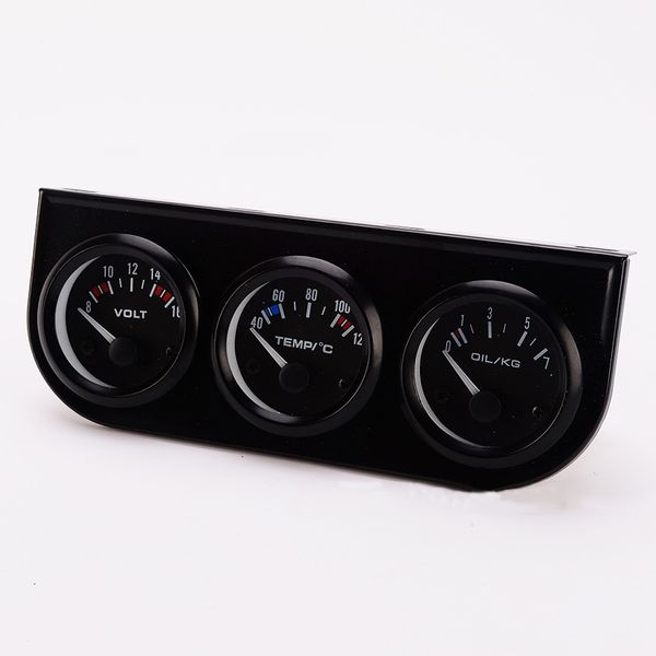 

3in1 12v car water temp gauge 52mm racing oil pressure meter voltmeter with sensor triple kit auto electronic gauge accessory