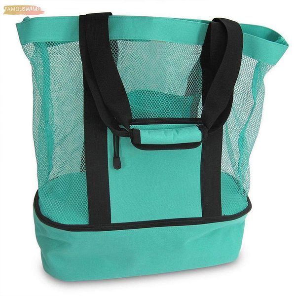 

women men mesh transparent bag double layer heat preservation picnic beach big bag large capacity shopping bags organizer hot