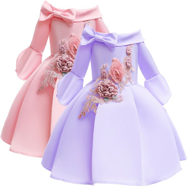 

2019 new fashion kids baby girls floral ramadan muslim bridesmaid pageant gown princess dress bebek roupa infantil baby kleding, Red;yellow