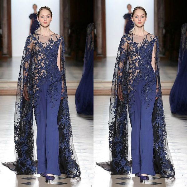 

тони уорд 2019 комбинезоны пром платья с крышкой королевский синий кружева аппликация бусины с длинным рукавом вечерние платья элегантный бр, Black