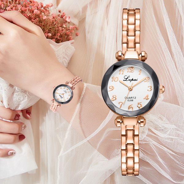 

selling women watch bracelet watches fashion rose gold metal steel strip quartz watch gift ladies clock reloj mujer #w, Slivery;brown