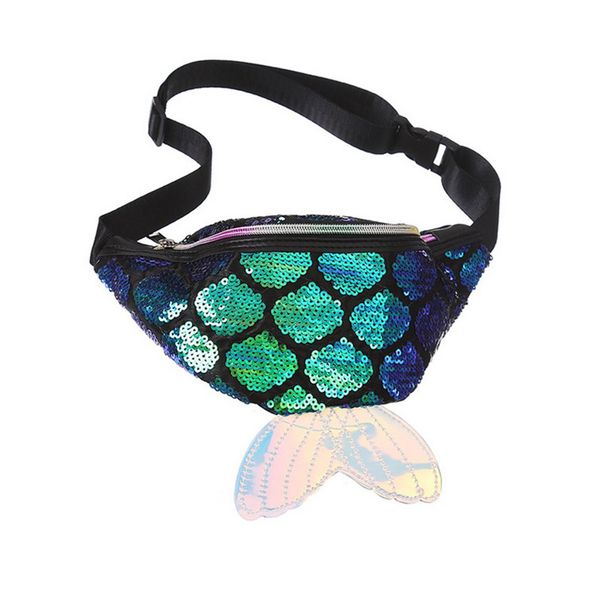 

fashion lady girl cute laser tail diagonal package fishtail makeup bag storage bag single shoulder bags sport outdoor travel
